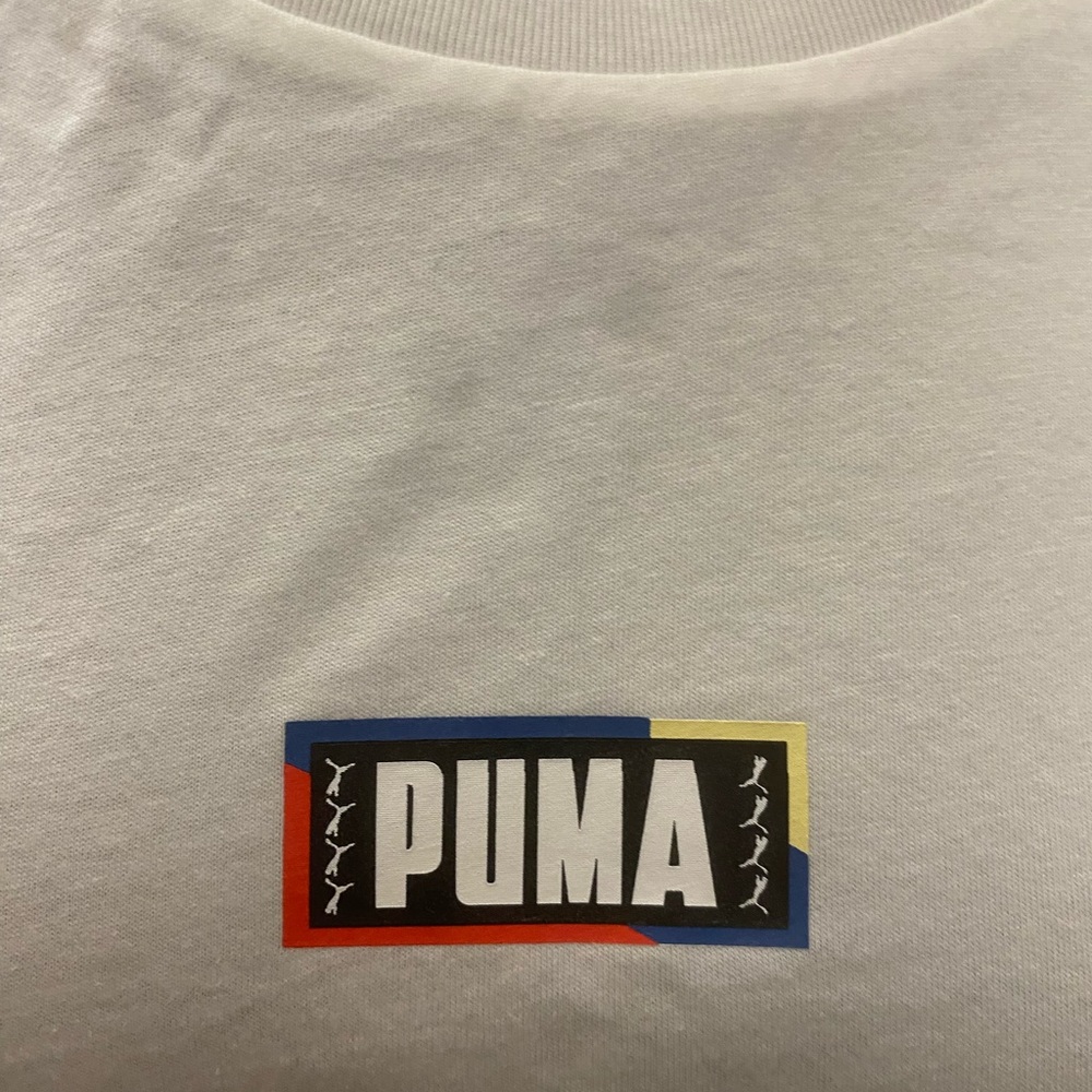 Puma White Tee with Multicolor Graphic